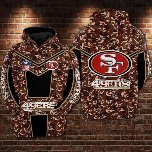 San Francisco 49ers Football Camouflage Red NFL 3D All Over Print Hoodie