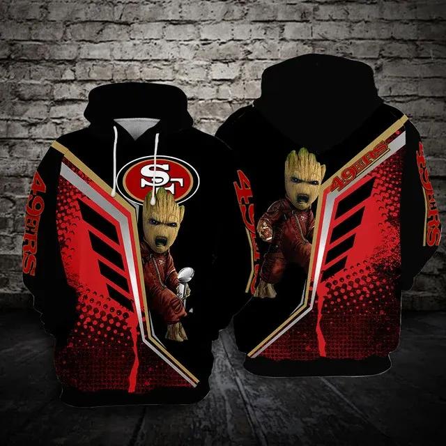 San Francisco 49ers Football Groot NFL 3D All Over Print Hoodie