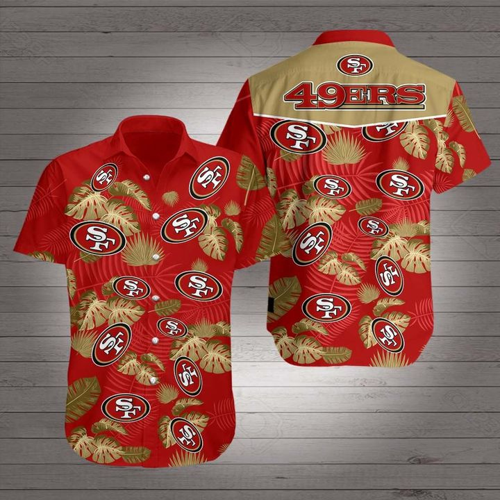 San Francisco 49ers Football Hawaiian Shirt Tropical Aloha Button Up