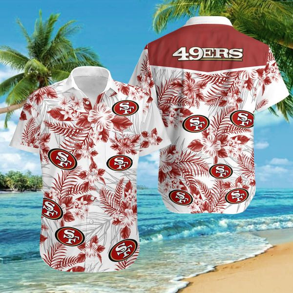 San Francisco 49ers  Hawaiian Shirt Tropical Aloha Button Up
