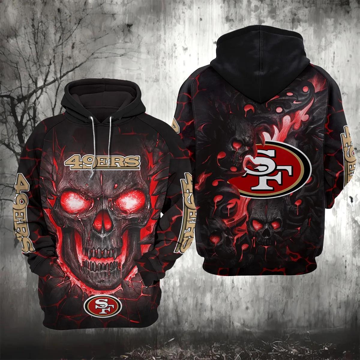 San Francisco 49ers Lava Skull NFL 3D All Over Print Hoodie