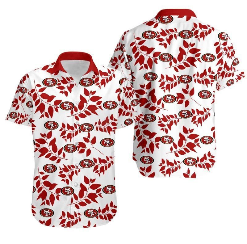 San Francisco 49ers Leaf Summer Hawaiian Shirt Tropical Aloha Button Up