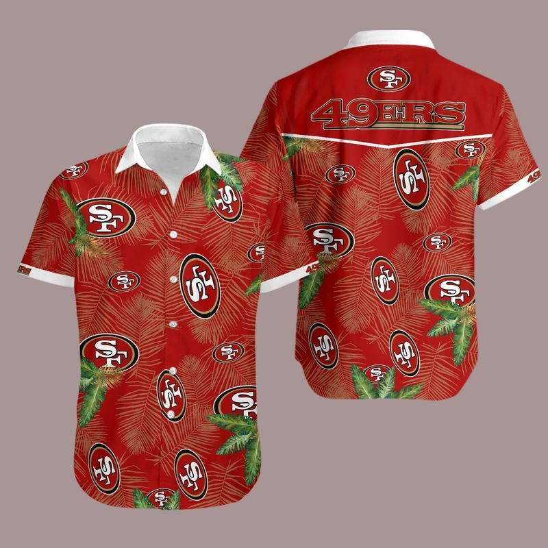 San Francisco 49ers Logo Floral Summer Hawaiian Shirt Tropical Aloha Button Up