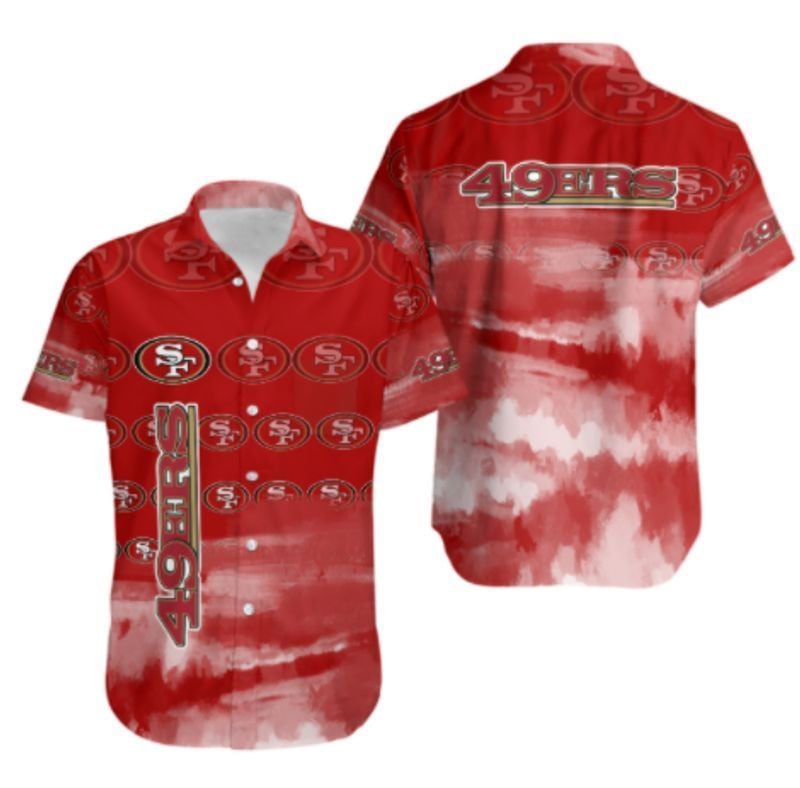 San Francisco 49ers Logo Summer Hawaiian Shirt Tropical Aloha Button Up