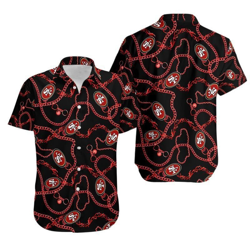 San Francisco 49ers Many Logo Hawaiian Shirt Tropical Aloha Button Up