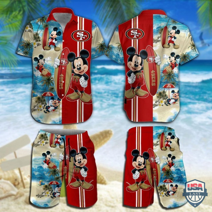 San Francisco 49ers Mickey Mouse Hawaiian Shirt Tropical Aloha Button Up