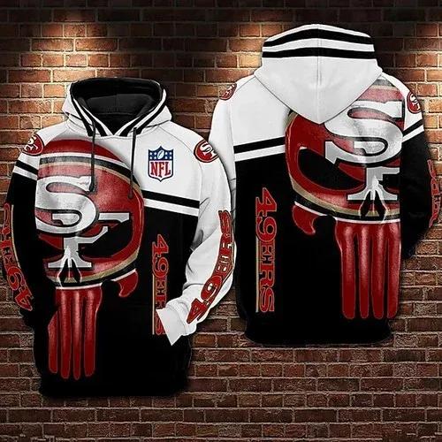 San Francisco 49ers Punisher Skull NFL 3D All Over Print Hoodie