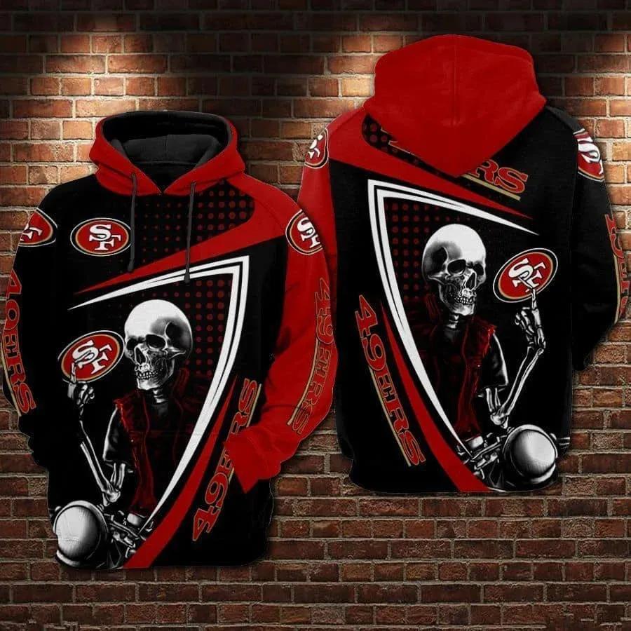 San Francisco 49ers Skeleton NFL 3D All Over Print Hoodie