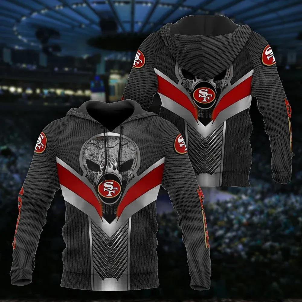 San Francisco 49ers Skull NFL 3D All Over Print Hoodie