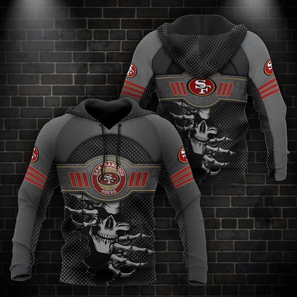 San Francisco 49ers Skull NFL 3D All Over Print Hoodie