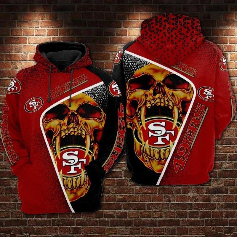 San Francisco 49ers SkullNFL 3D All Over Print Hoodie