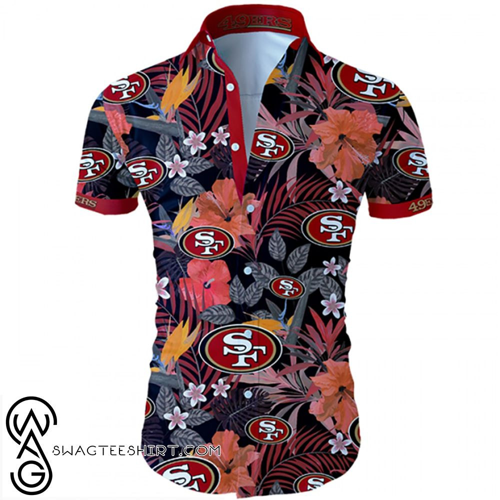 San Francisco 49ers Tropical Flower Hawaiian Shirt Tropical Aloha Button Up