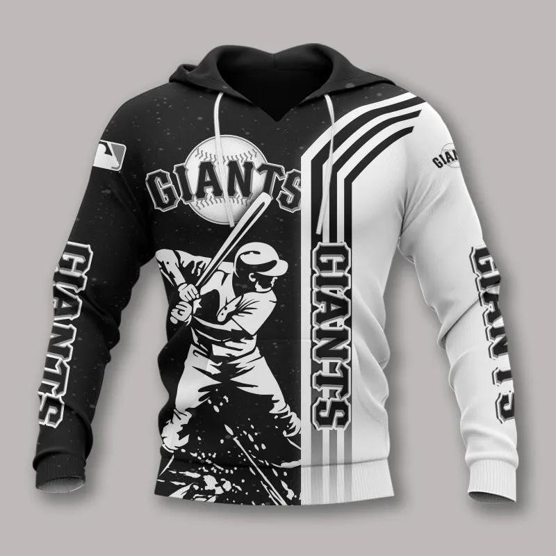 San Francisco Giants Black And White MLB All Over Print Hoodie
