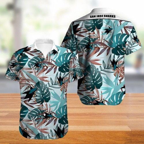 San Jose Sharks Hawaiian Shirt Tropical Aloha Button Up
