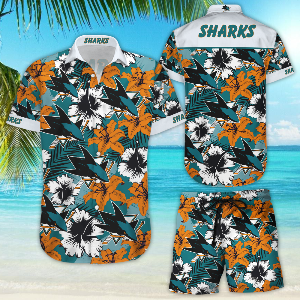 San Jose Sharks Hawaiian Shirt Tropical Aloha Button Up