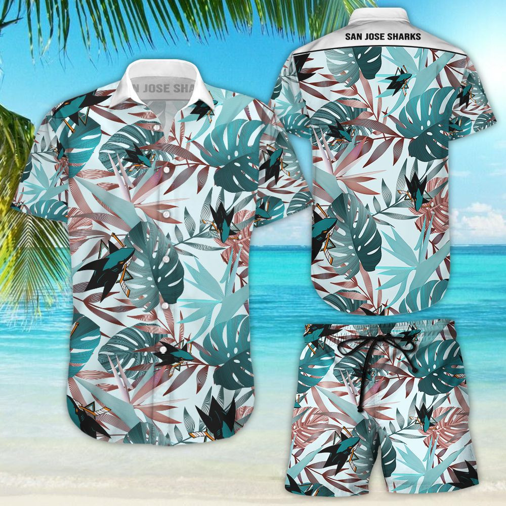 San Jose Sharks Hawaiian Shirt Tropical Aloha Button Up