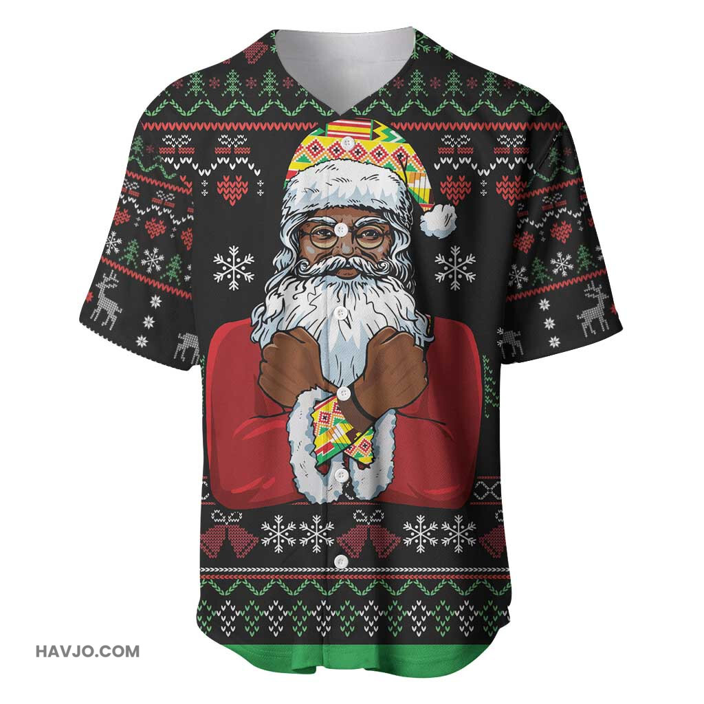 Santa Claus African Christmas Traditional Costume Baseball Jersey