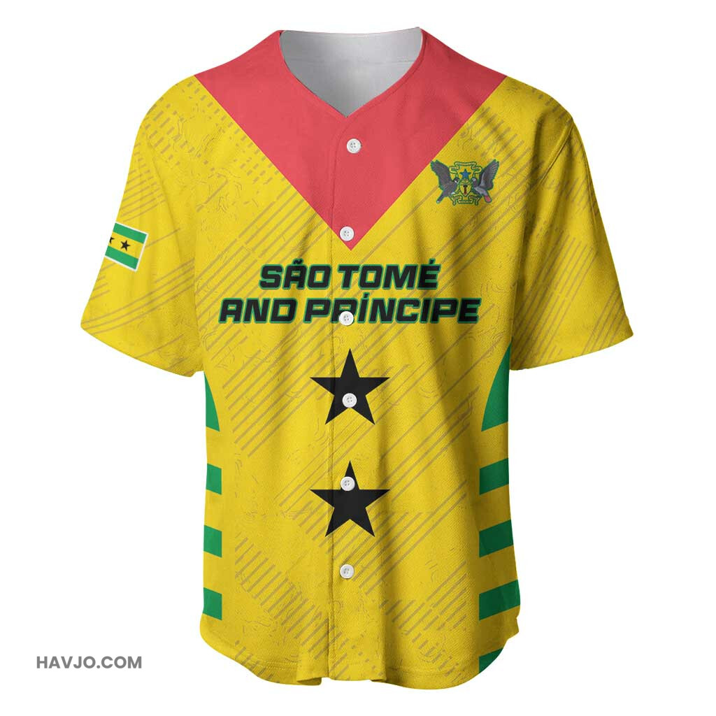 Sao Tome and Principe Football Custom Sporty Style Yellow Color Baseball Jersey