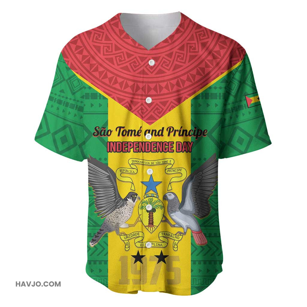 Sao Tome and Principe Independence Day Coat Of Arms Mix African Pattern Baseball Jersey