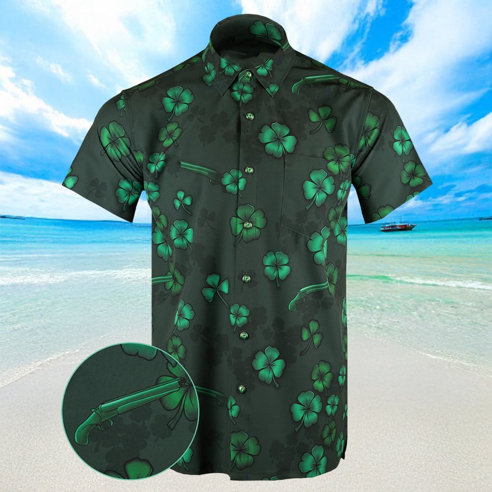 Sawed Off Shamrock Hawaiian Shirt Mens Summer Button Ups Gift Ideas For Son