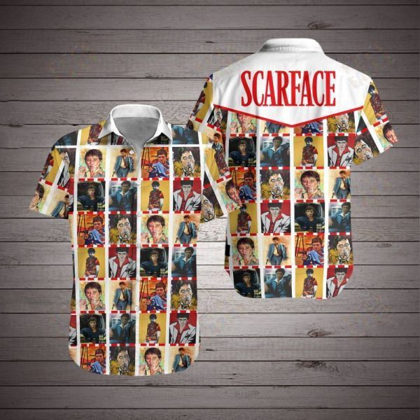 Scarface Hawaiian Shirt Tropical Aloha Button Up