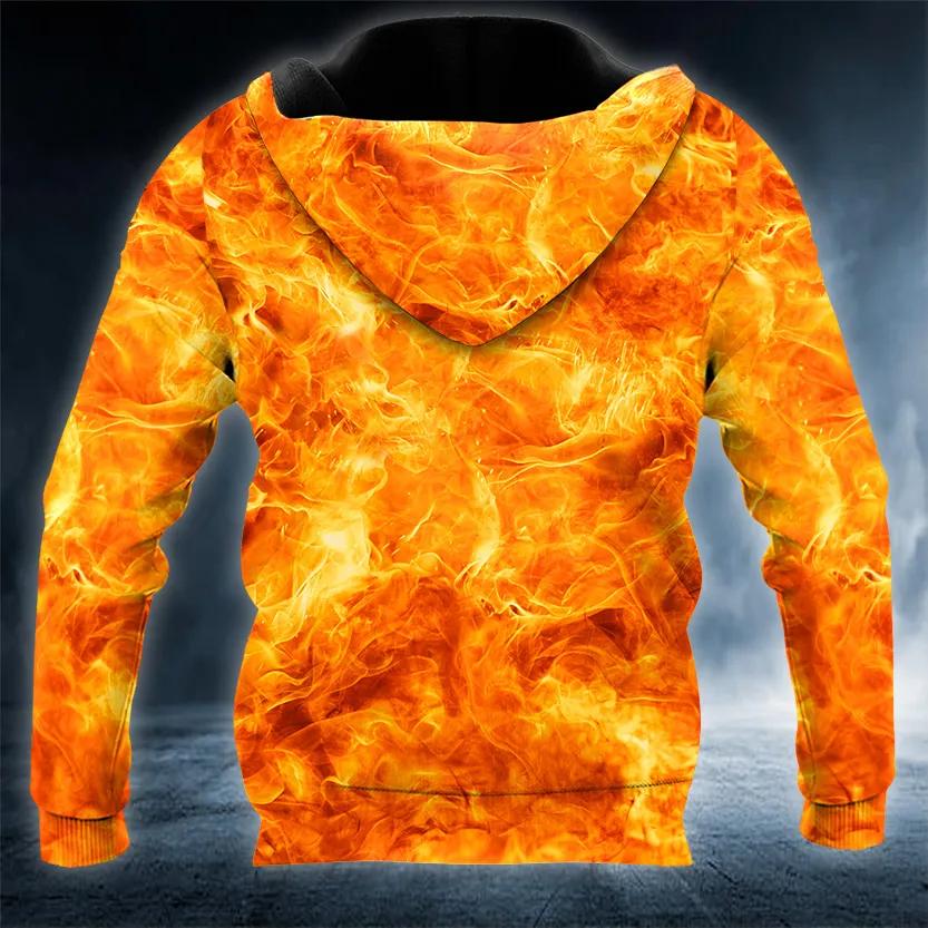 Alternative view of Scary Fire Skull 3D All Over Print Hoodie Men
