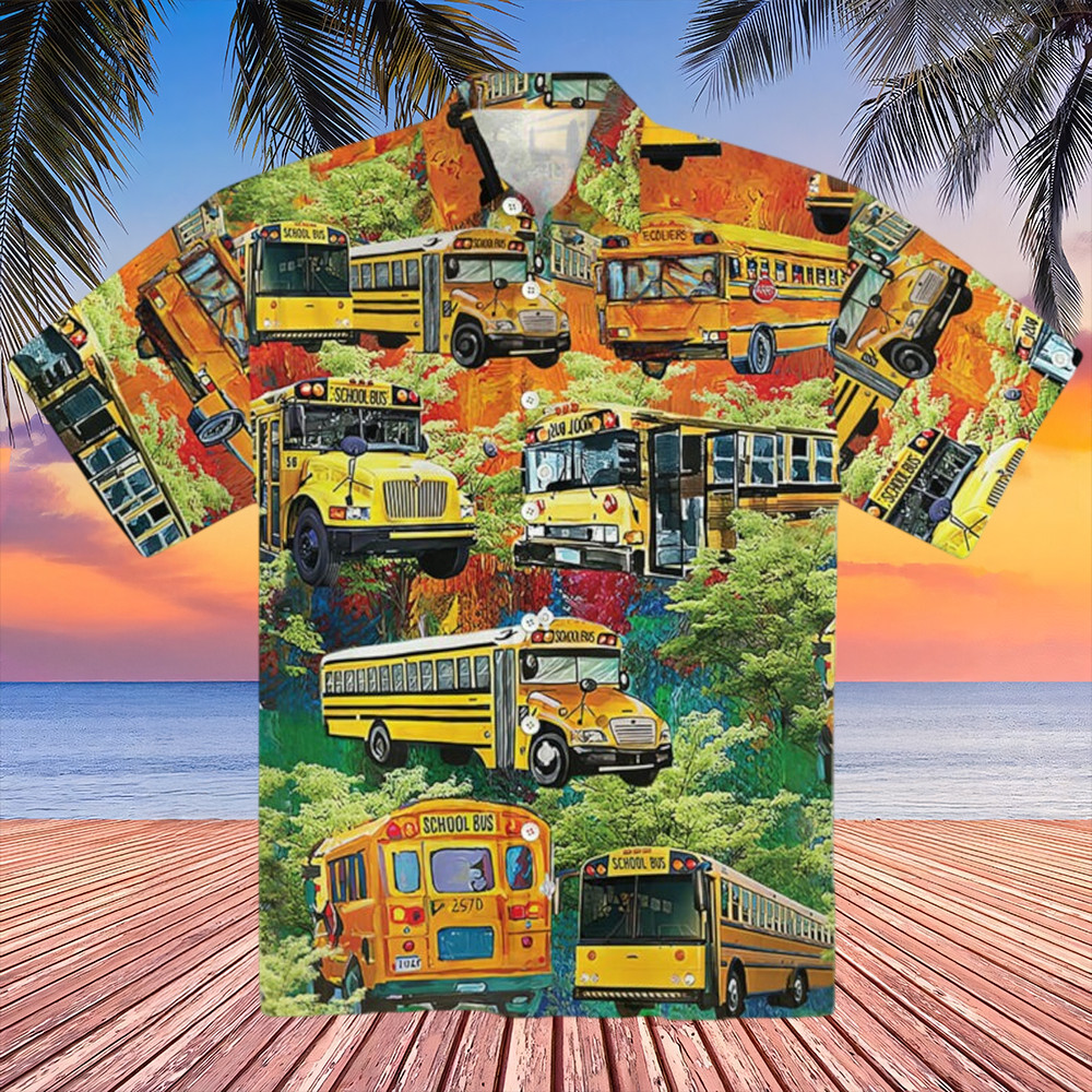 School Bus Driver Hawaiian Shirt Yellow Bus Aloha Shirt Gifts For Driver