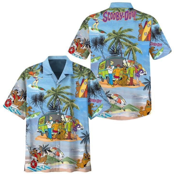 Scooby Doo Summer Beach Vacation Hawaiian Shirt Tropical Aloha Button Up