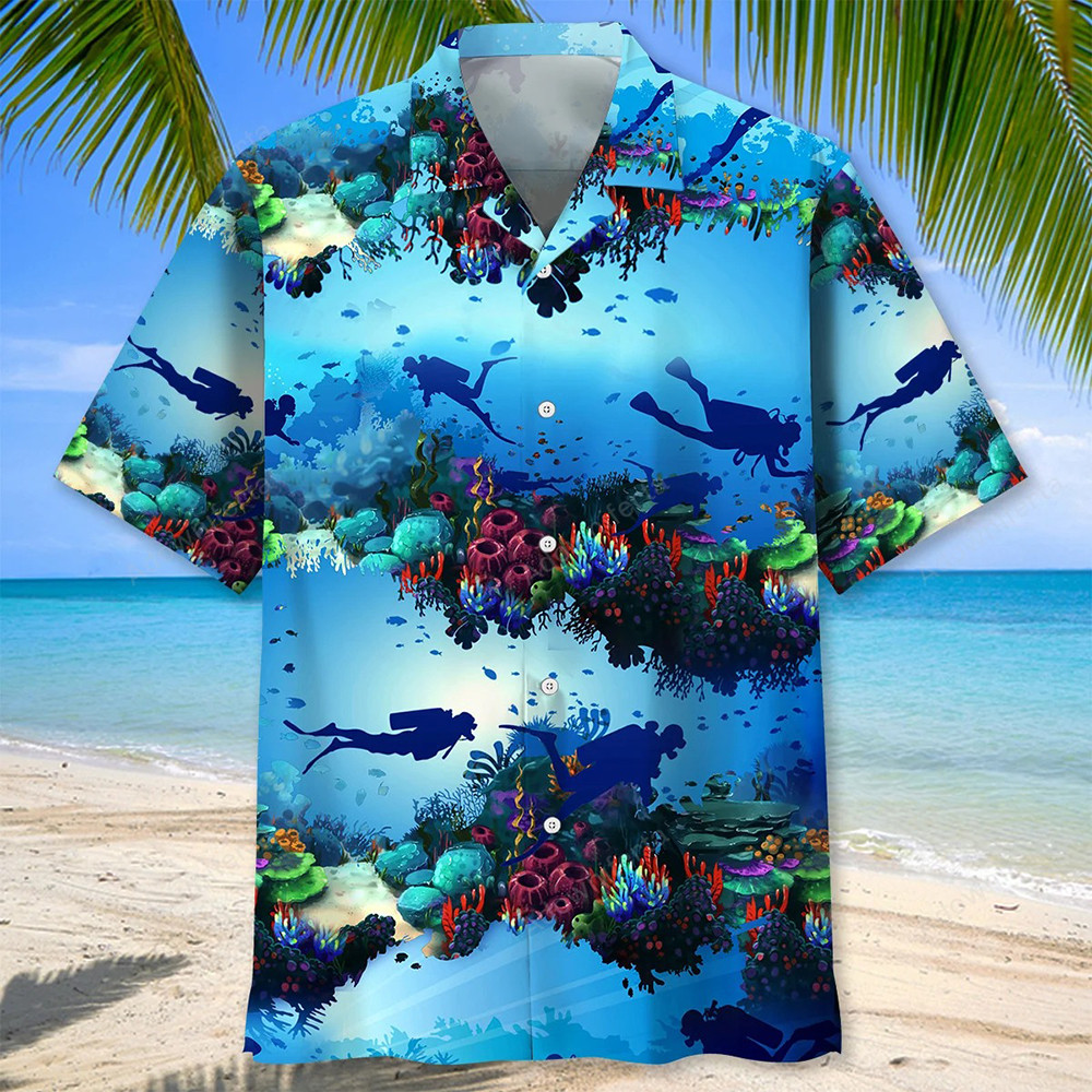 Scuba Diving Light Ocean Hawaiian Shirt Best Gifts For Scuba Divers Enthusiasts For Him