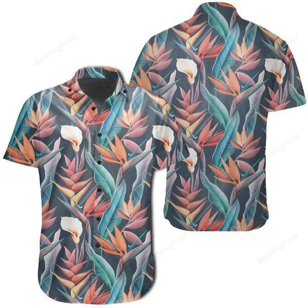 Seamless Tropical Flower Hawaiian Shirt Tropical Aloha Button Up