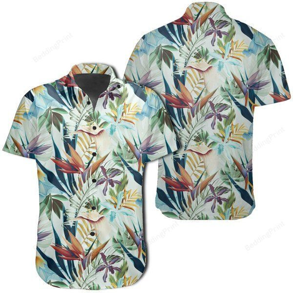 Seamless Tropical Flower Plant And Leaf Hawaiian Shirt Tropical Aloha Button Up