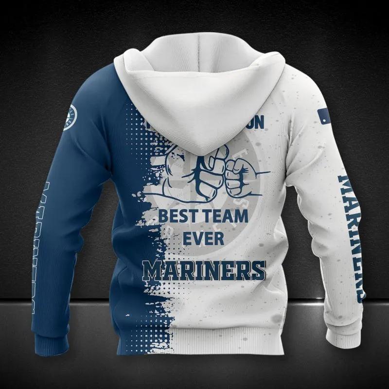 Alternative view of Seattle Mariners Dad And Son MLB All Over Print Hoodie