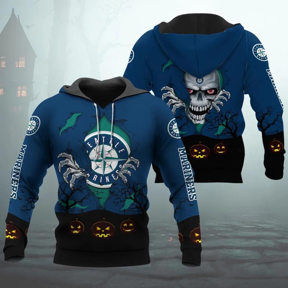 Seattle Mariners Halloween 3D MLB All Over Print Hoodie