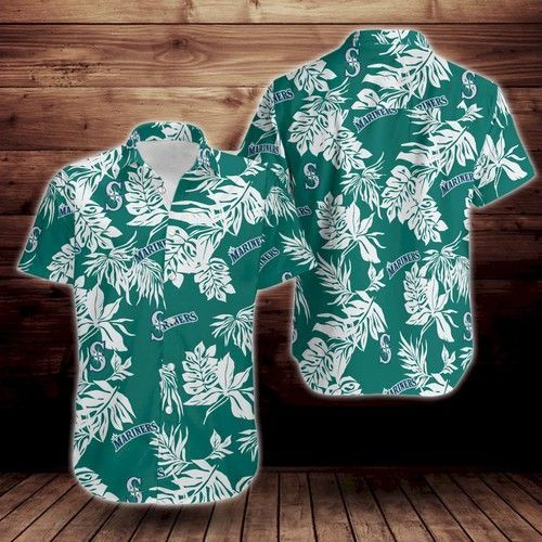Seattle Mariners Tropical Flower Hawaiian Shirt Tropical Aloha Button Up