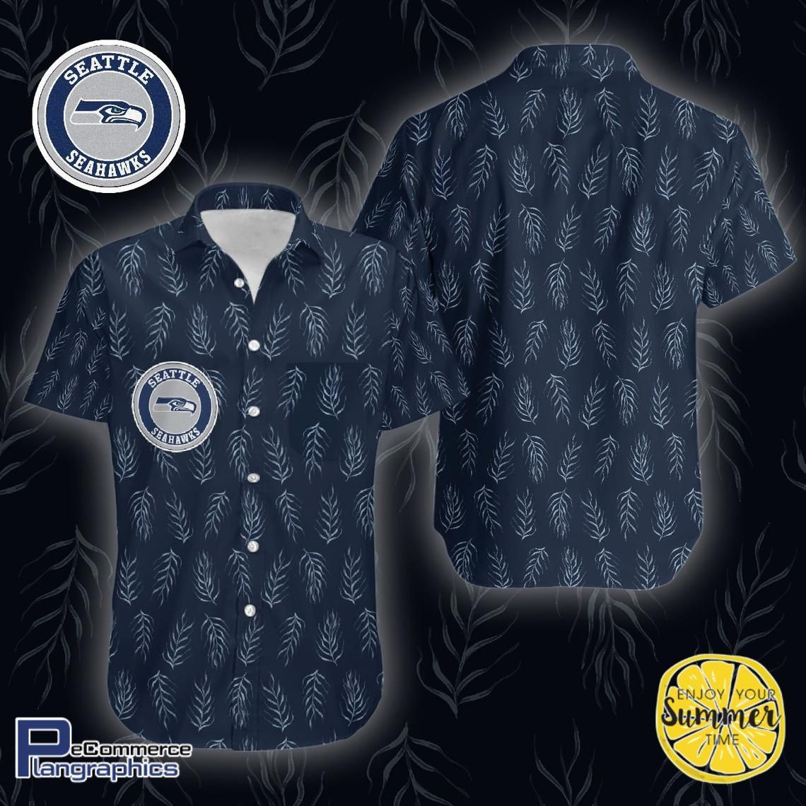 Seattle Seahawks Aloha Shirt Hawaiian Shirt Tropical Aloha Button Up
