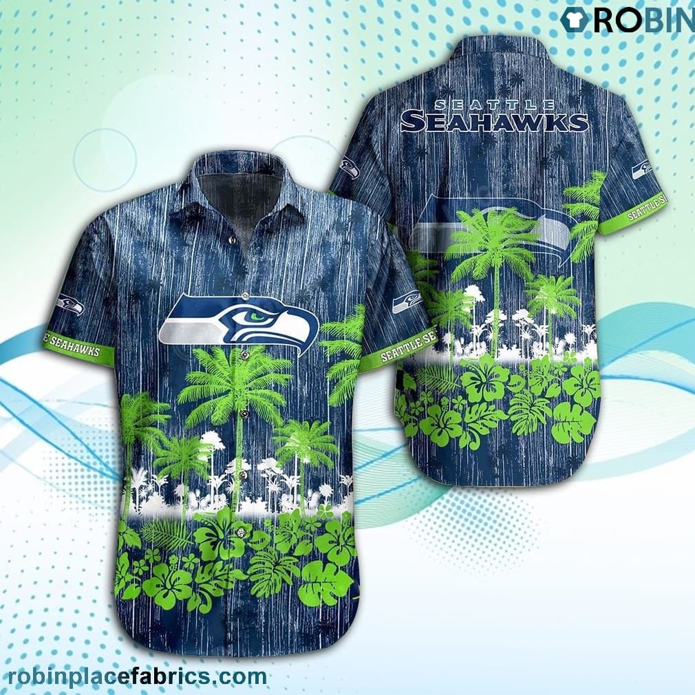 Seattle Seahawks Graphic Patterns Hawaiian Shirt Tropical Aloha Button Up