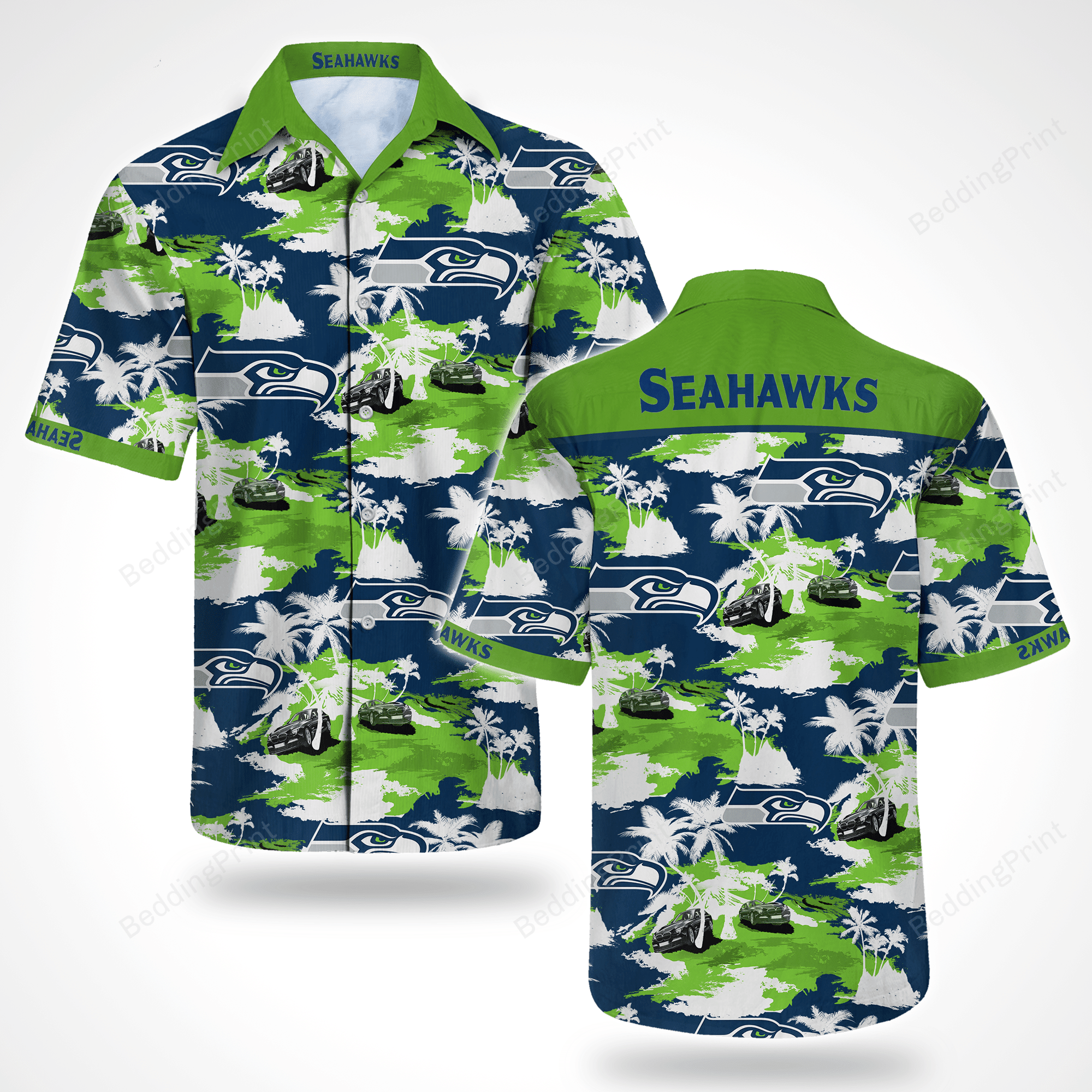 Seattle Seahawks Hawaiian Shirt Tropical Aloha Button Up