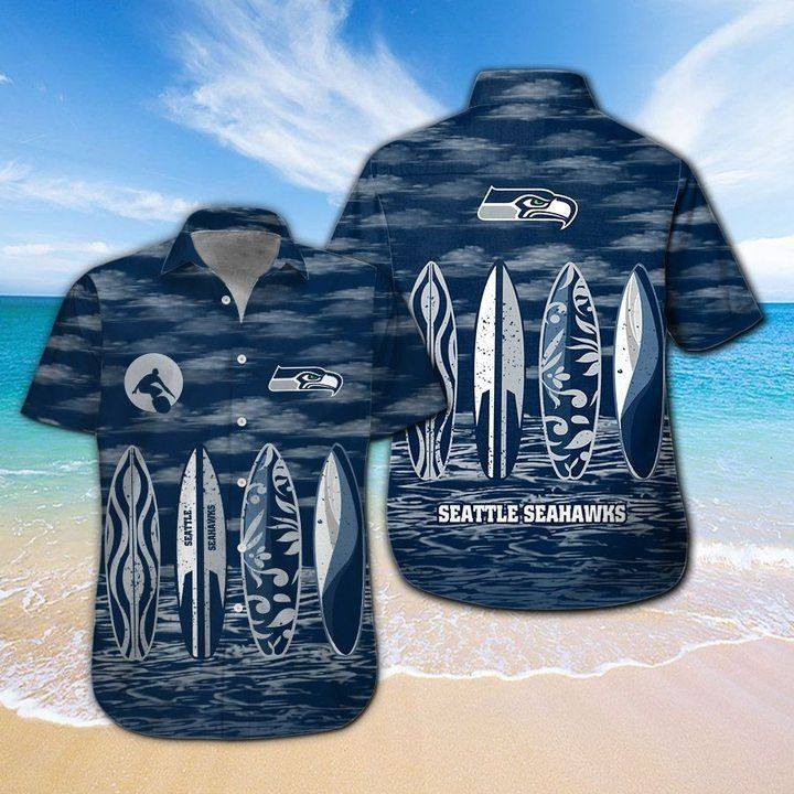 Seattle Seahawks Hawaiian Shirt Tropical Aloha Button Up