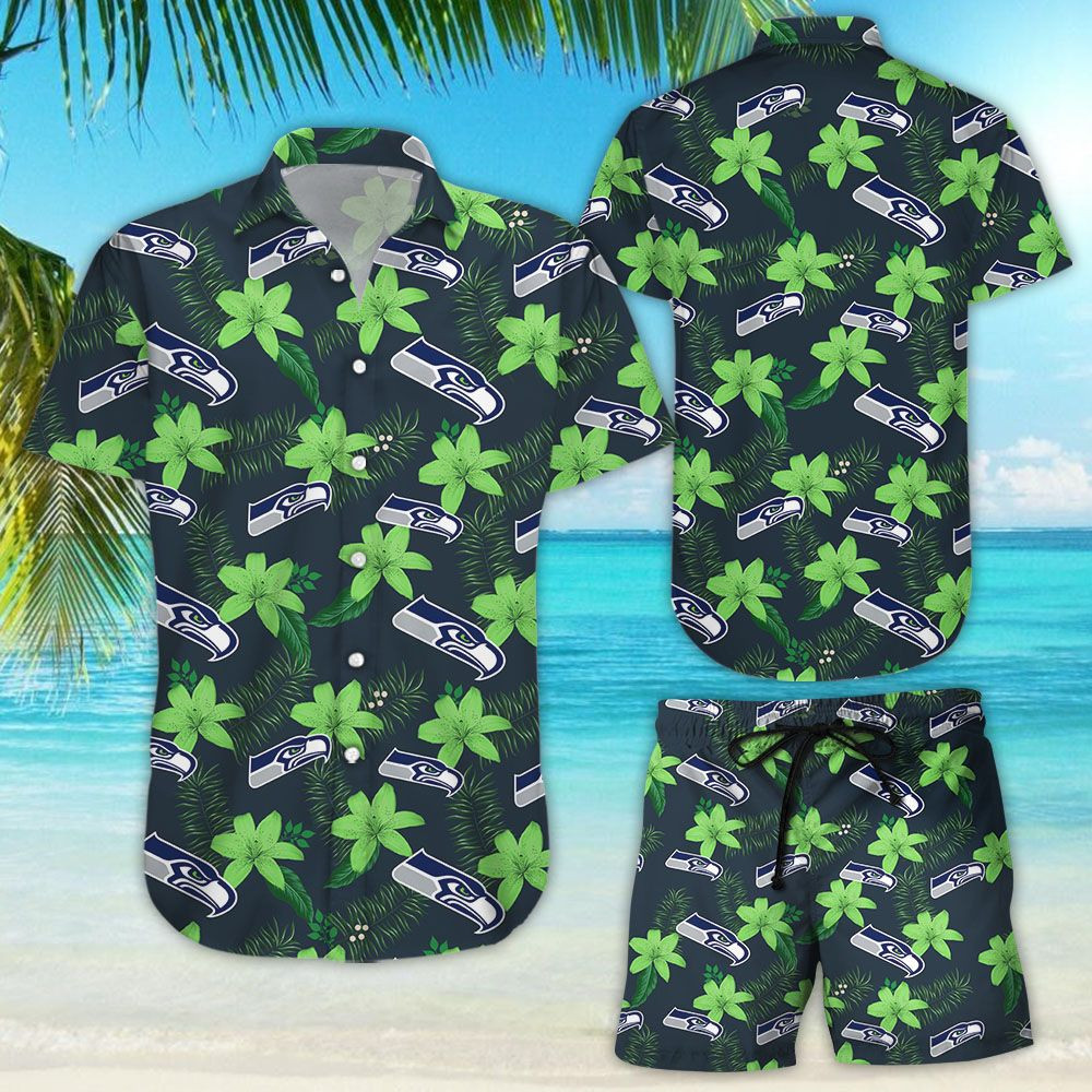 Seattle Seahawks Hawaiian Shirt Tropical Aloha Button Up