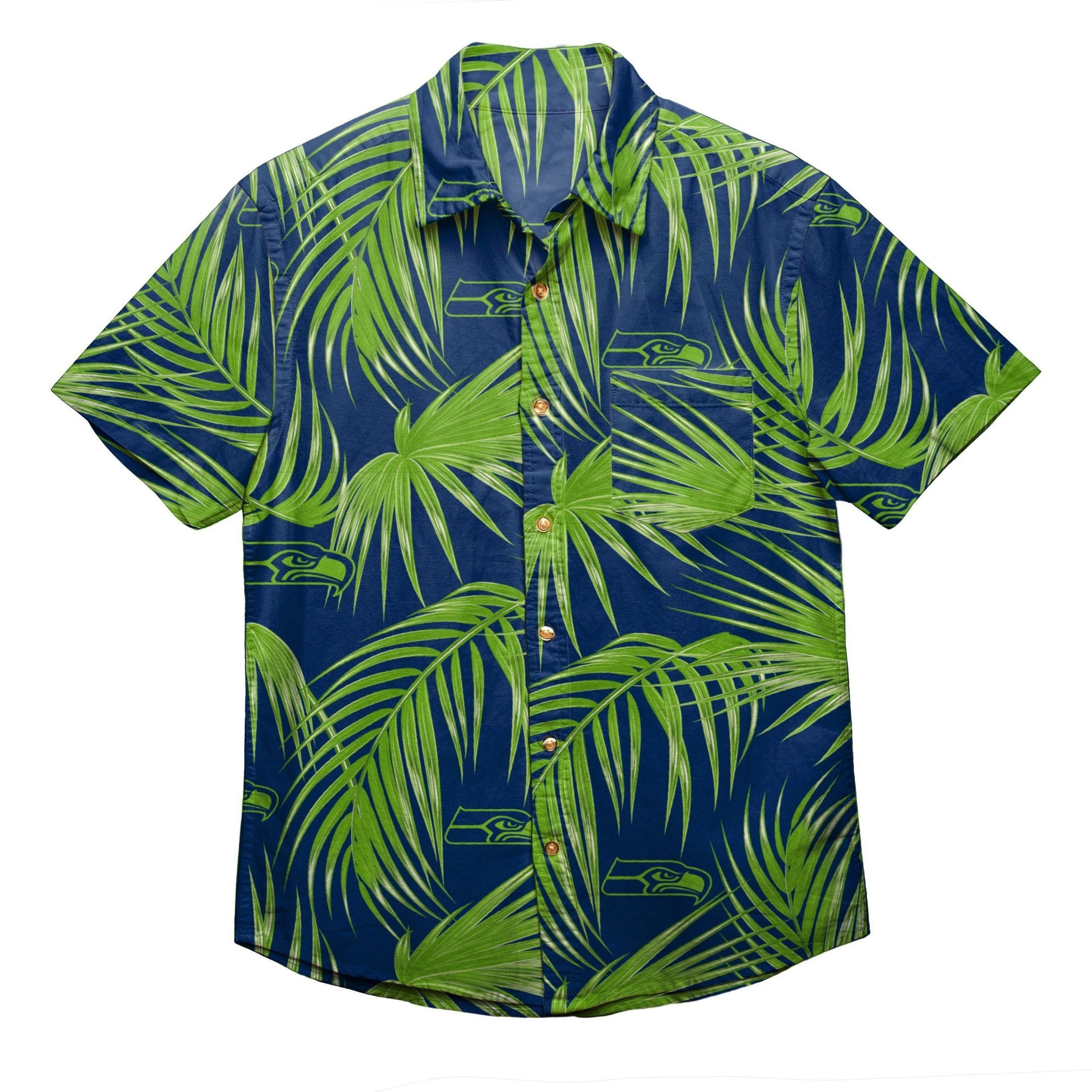 Seattle Seahawks Nfl Mens Hawaiian Shirt Tropical Aloha Button Up