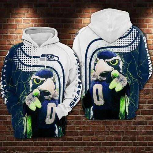 Seattle Seahawks White Blue NFL 3D All Over Print Hoodie