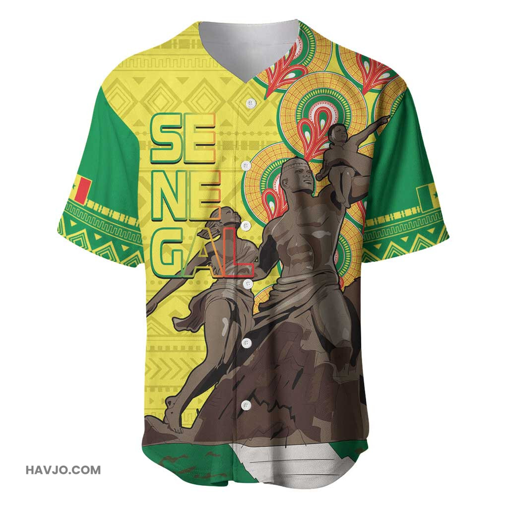 Senegal Monument de la Renaissance Africaine Ankara Pattern Baseball Jersey