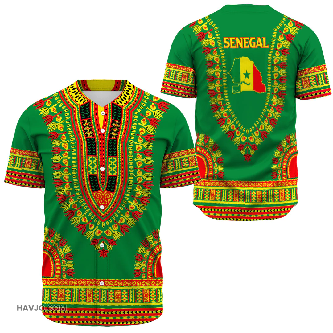 Senegal Traditional Dashiki Baseball Jersey