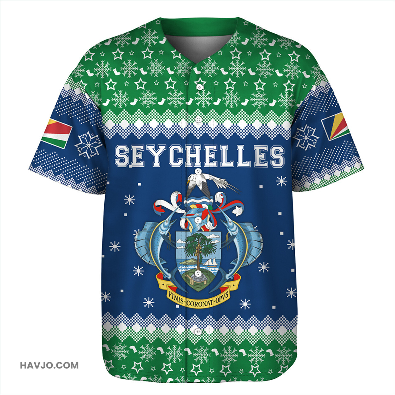 Seychelles Christmas Coat of Arms Baseball Jersey