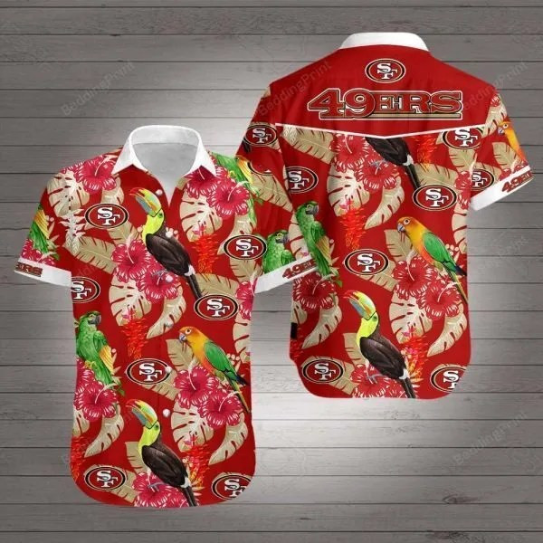 Sf 49ers Hawaiian Shirt Tropical Aloha Button Up