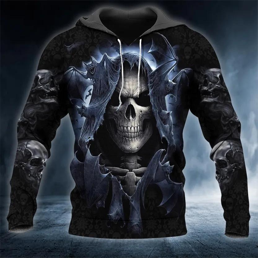 Shadow Bat Grim Reaper Skull 3D All Over Print Hoodie