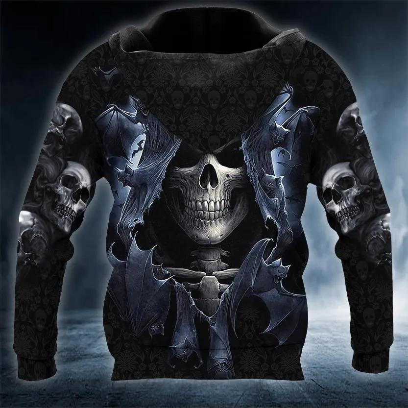 Alternative view of Shadow Bat Grim Reaper Skull 3D All Over Print Hoodie