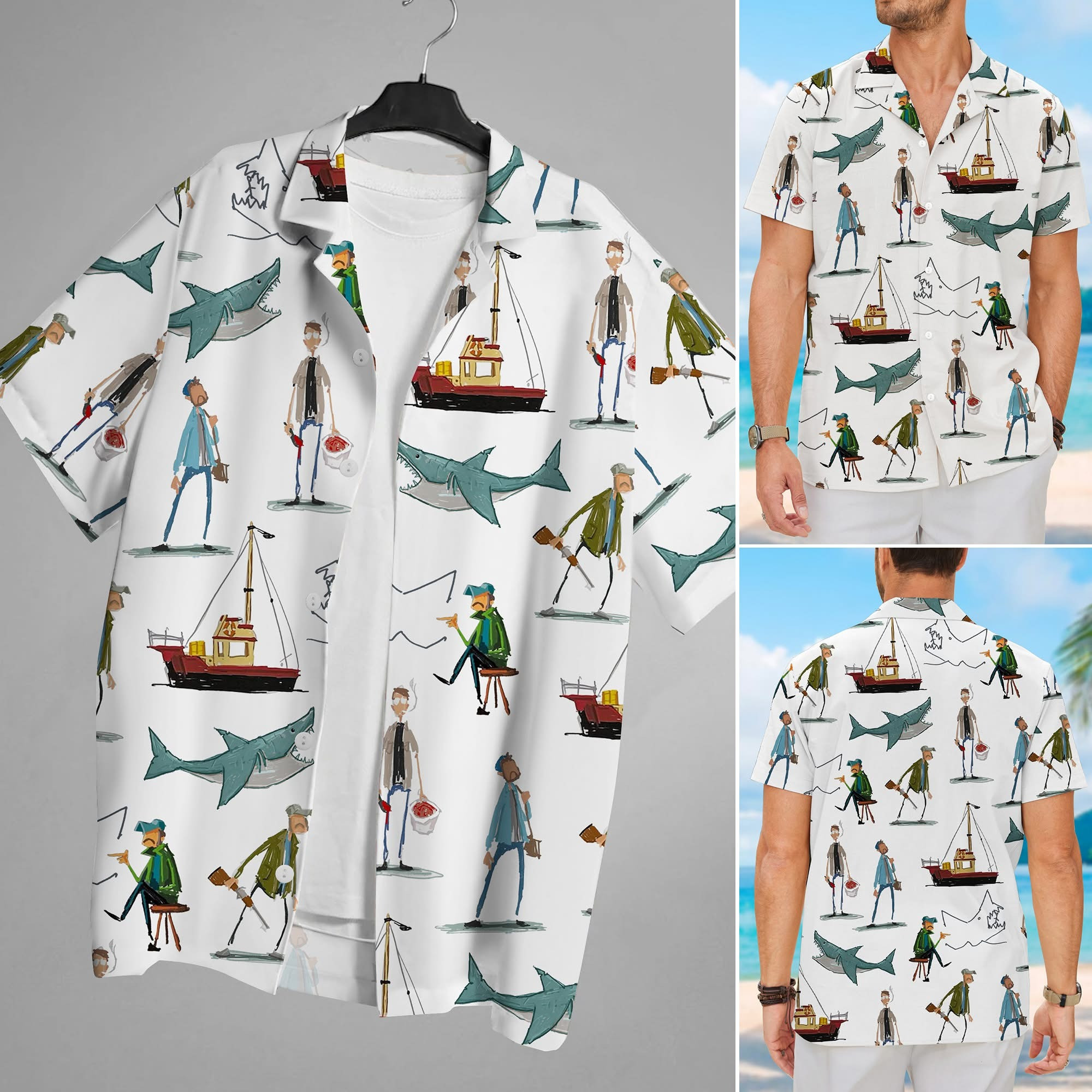 Shark Amity Island 1975 Hawaiian Shirt Themed Movie Aloha Shirt Best Fan Clothing