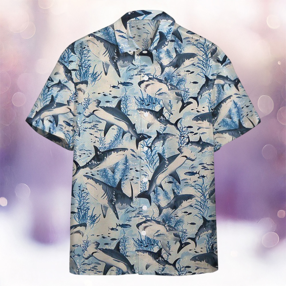 Sharks Swimming Hawaiian Shirt Under Ocean Life Aloha Shirt Gifts For Shark Lovers