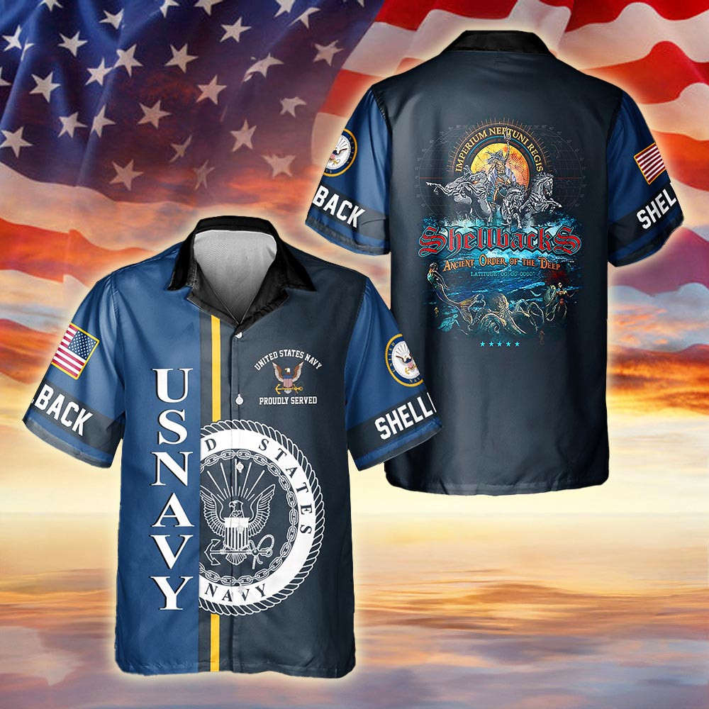 Shellback US Navy Hawaiian Shirt Navy Pride Military Gift For Navy Dad